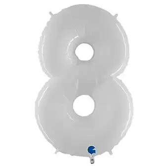 Tesco White Number 8 Helium Foil Giant Balloon 102cm / 40 in offer