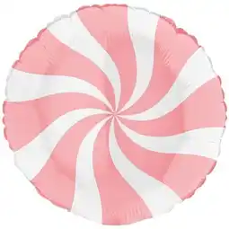 Tesco White & Matte Pink Candy Swirl Round Foil Helium Balloon 46cm / 18 in offer