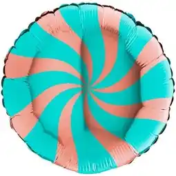 Tesco Rose Gold & Tiffany Blue Candy Swirl Round Foil Helium Balloon 46cm / 18 in offer