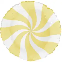 Tesco White & Matte Yellow Candy Swirl Round Foil Helium Balloon 46cm / 18 in offer