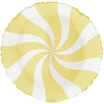 Tesco White & Matte Yellow Candy Swirl Round Foil Helium Balloon 46cm / 18 in offer