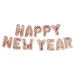 Tesco Rose Gold HAPPY NEW YEAR Air Fill Foil Letter Balloon Kit 34cm offer