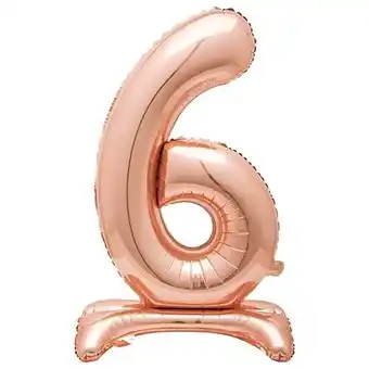 Tesco Rose Gold Number 6 Shaped Air Fill Standing Foil Balloon 76cm / 30 in offer