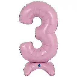 Tesco Pastel Pink Number 3 Shaped Air Fill Standing Foil Balloon 64cm / 25 in offer