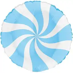 Tesco White & Matte Blue Candy Swirl Round Foil Helium Balloon 46cm / 18 in offer