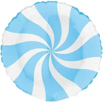 Tesco White & Matte Blue Candy Swirl Round Foil Helium Balloon 46cm / 18 in offer