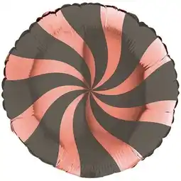 Tesco Rose Gold & Platinum Grey Candy Swirl Round Foil Helium Balloon 46cm / 18 in offer