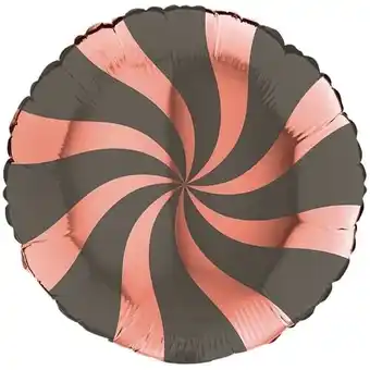 Tesco Rose Gold & Platinum Grey Candy Swirl Round Foil Helium Balloon 46cm / 18 in offer