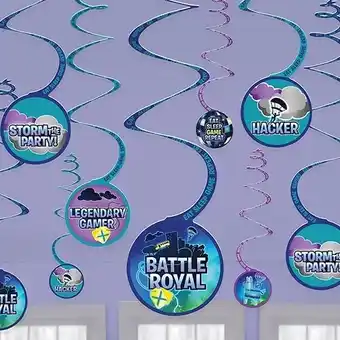 Tesco Battle Royal Hanging Swirl Decorations - Pack of 12 offer