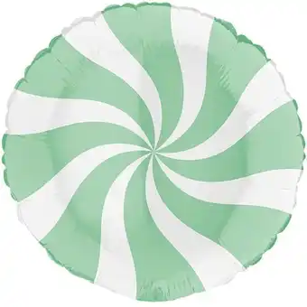 Tesco White & Matte Green Candy Swirl Round Foil Helium Balloon 46cm / 18 in offer