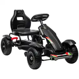 Tesco HOMCOM Children Pedal Go Kart w/ Adjustable Seat, Inflatable Tyres - Black offer