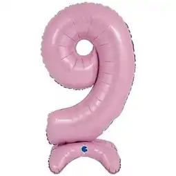 Tesco Pastel Pink Number 9 Shaped Air Fill Standing Foil Balloon 64cm / 25 in offer