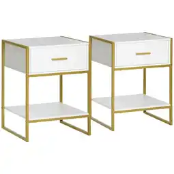 Tesco HOMCOM Modern Bedside Table Set of 2 Side Table Shelf Bedroom offer