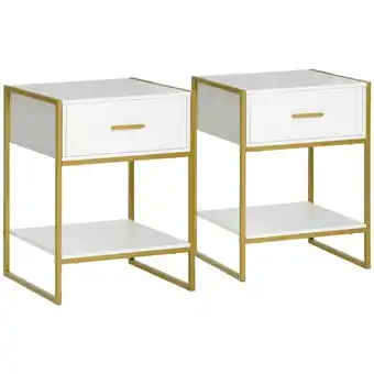 Tesco HOMCOM Modern Bedside Table Set of 2 Side Table Shelf Bedroom offer