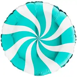 Tesco White & Tiffany Blue Candy Swirl Round Foil Helium Balloon 46cm / 18 in offer