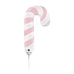 Tesco Mini Pink Candy Cane Christmas Air Fill Foil Balloon 36cm / 14 in offer