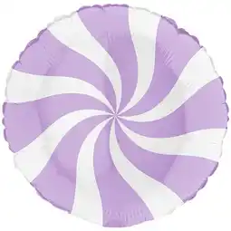 Tesco White & Matte Lilac Candy Swirl Round Foil Helium Balloon 46cm / 18 in offer