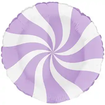 Tesco White & Matte Lilac Candy Swirl Round Foil Helium Balloon 46cm / 18 in offer