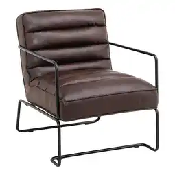 Tesco Living and Home Mid-Century PU leather Linen Armchair with Metal Base - Brown offer