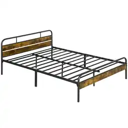 Tesco HOMCOM King Bed Frame with Headboard, No Box Spring Needed, Brown offer