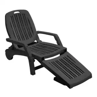 Tesco Living and Home Outdoor Folding Lounge Chair Recliner with Wheels - Black offer