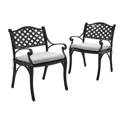 Tesco Living and Home Retro Cast Aluminum Garden Chairs with Cushions 2Pcs - Black offer