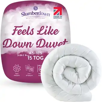 Tesco Slumberdown Feels Like Down All Season Duvet, 15 Tog, King offer