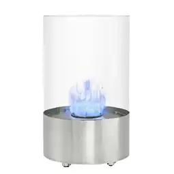 Tesco Living and Home Tabletop Portable Round Bio Ethanol Fireplace, Silver offer