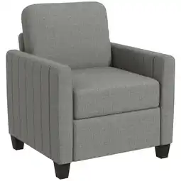 Tesco HOMCOM Modern Accent Chair with Spring Cushion, Back Pillow, Grey Grey offer