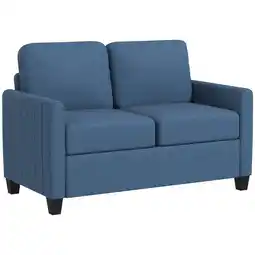 Tesco HOMCOM Modern 2 Seater Sofa with Spring Cushion, Back Pillow, Blue Blue offer