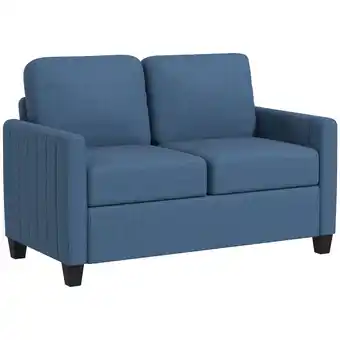 Tesco HOMCOM Modern 2 Seater Sofa with Spring Cushion, Back Pillow, Blue Blue offer