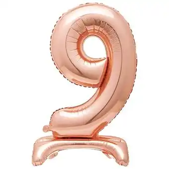 Tesco Rose Gold Number 9 Shaped Air Fill Standing Foil Balloon 76cm / 30 in offer