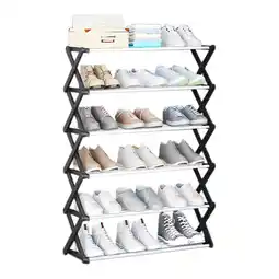 Tesco Living and Home Foldable 6-Tier Metal Shoe Rack - Black offer