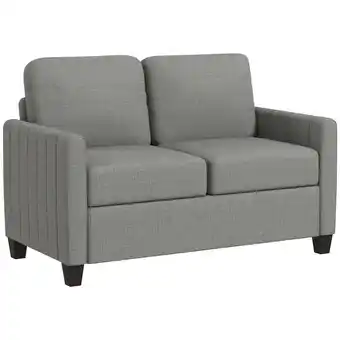 Tesco HOMCOM Modern 2 Seater Sofa with Spring Cushion, Back Pillow, Grey Grey offer