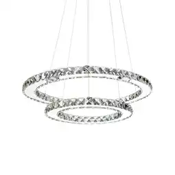 Tesco Living and Home Modern 2-Tier Adjustable Crystal LED Pendant Light, 40+60cm Dia x 120cm H offer