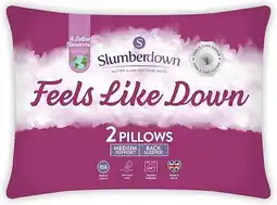 Tesco Slumberdown Feels Like Down Pillow, Medium Support, 2 Pack offer