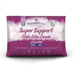 Tesco Slumberdown Feels like Down Super Support Pillow, Firm Support, 4 Pack offer