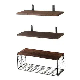 Tesco Living and Home 3Pcs Wooden Wall Floating Shelves with Basket offer