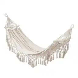 Tesco Living and Home Camping Hanging Canvas Hammock with Balance Spread Bar offer