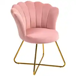 Tesco HOMCOM Accent Chair, Velvet Armchair with Lotus Backrest, Pink offer