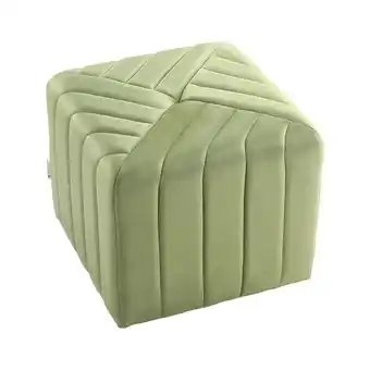 Tesco Living and Home Upholstered Velvet Ottoman Footstool - Green offer