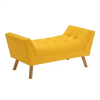 Tesco Living and Home Soft Chenille Upholstered Bench with Wooden Legs - Yellow offer