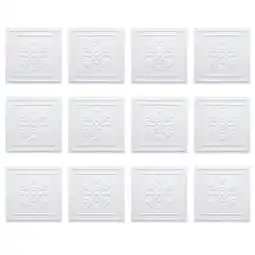 Tesco Living and Home Set of 12 PVC 3D Wall Panels, 50x50cm, White offer