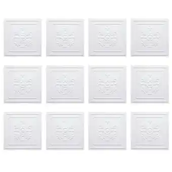 Tesco Living and Home Set of 12 PVC 3D Wall Panels, 50x50cm, White offer