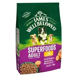 Tesco James Wellbeloved Adult Dog Superfoods Lamb With Sweet Potato & Chia 10kg offer