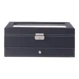 Tesco Living and Home Black Synthetic Leather Jewellery Watch Storage Box offer