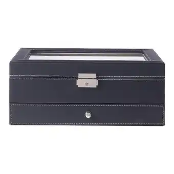 Tesco Living and Home Black Synthetic Leather Jewellery Watch Storage Box offer