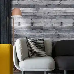 Tesco Living and Home 3D Industrial Wood Plank Wallpaper PVC Self-Adhesive Peel and Stick offer