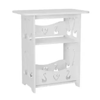 Tesco Living and Home Two-Tier Hollow Side Table Nightstand, Swan, White offer