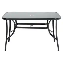 Tesco Living and Home Rectangle Metallic and Tempered Glass Garden Table with Parasol Hole offer